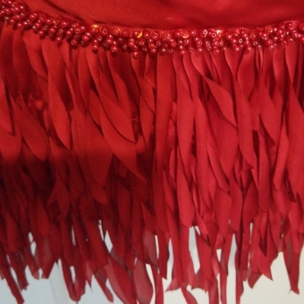 Js Collection Red Dress With Fringe Bottom - image 6